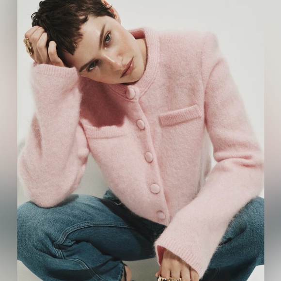 H&M MOHAIR-BLEND CARDIGAN WITH SHOULDER PADS - Picture 8 of 13